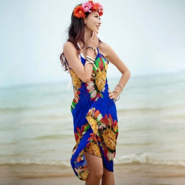 Zavinovací šaty na pláž - Modra