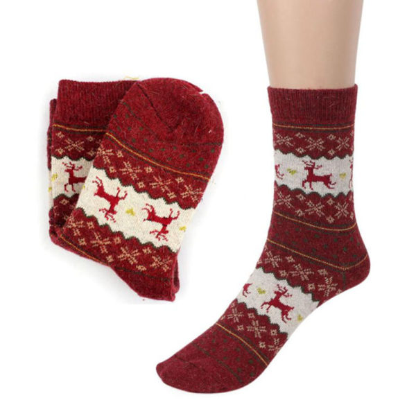 Vánoční dámské ponožky - Cervena