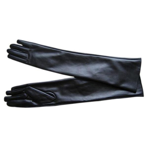 Dlouhé dámské rukavice z umělé kůže - Cerna, Xl