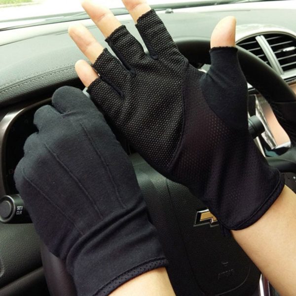 Pánské bavlněné rukavice bezprsté - Cerna