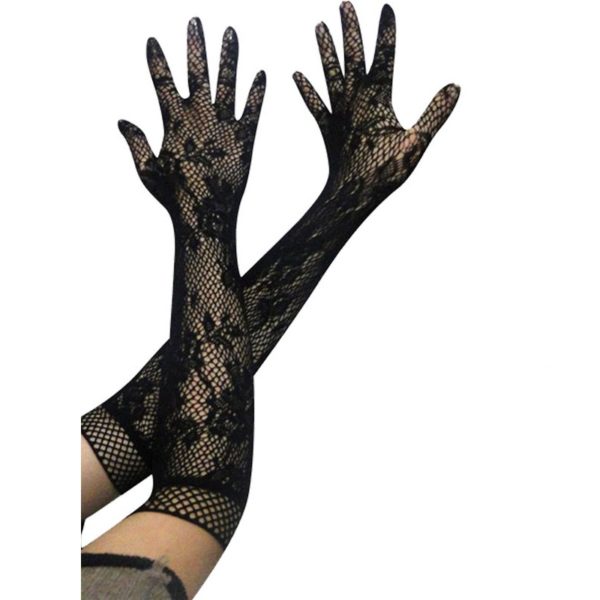 Dlouhé dámské síťované rukavice - Cerna