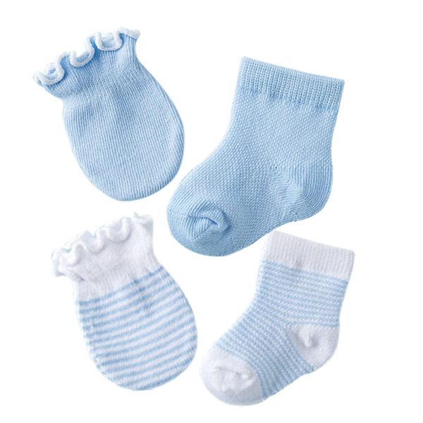 Kojenecký set rukavice a ponožky 4 páry - Svetle-modra