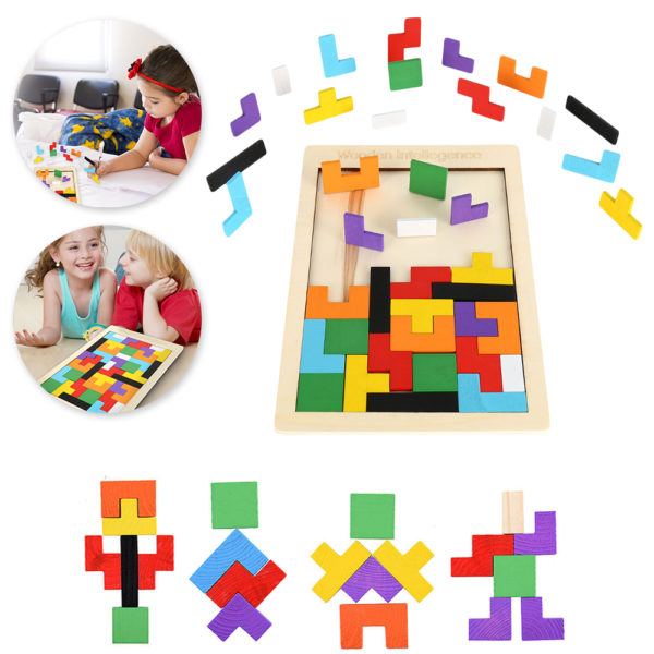 Dřevěné puzzle tetris