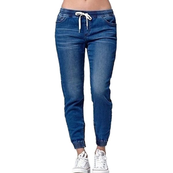Dámské džíny s gumou v pase - Svetle-modra, 4xl