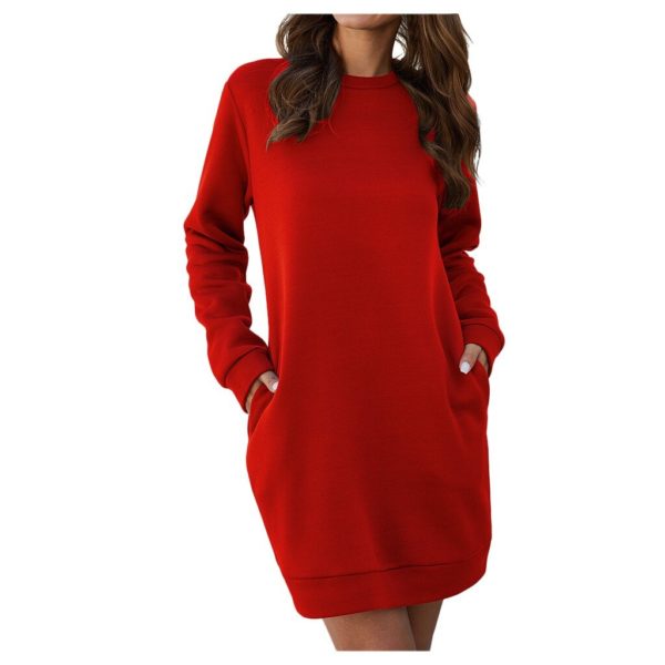 Dámské mikinové šaty B37 - Cervena, Xs