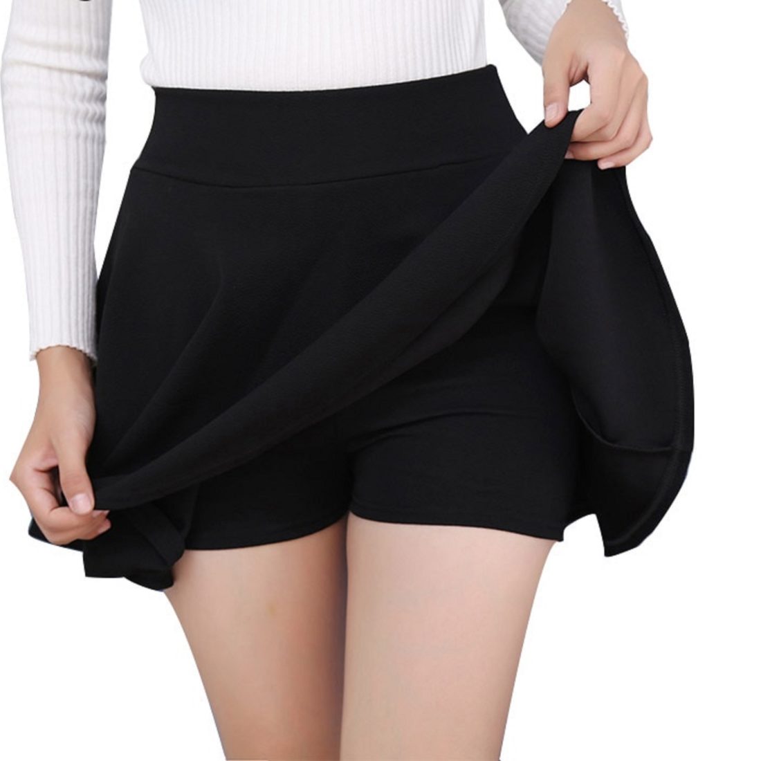 Dámská mini sukně s kraťasy A1008 - Cerna, 4xl
