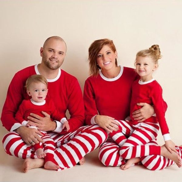 Vánoční rodinné pruhované pyžamo pro tatínka - Cervena, Xxl