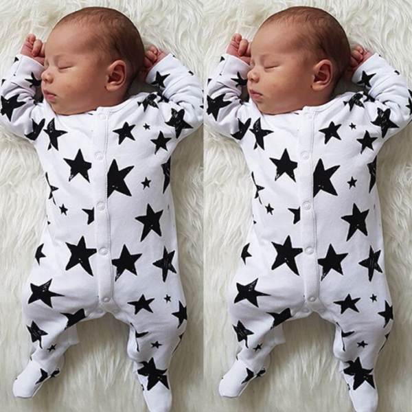 Dupačky - dětské dupačkové body s potiskem hvězd - Bila, 6-mesicu