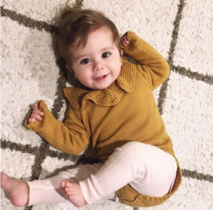 Pletené nádherné roztomilé zapínací dětské body SLEVA - Zluta, 6-mesicu
