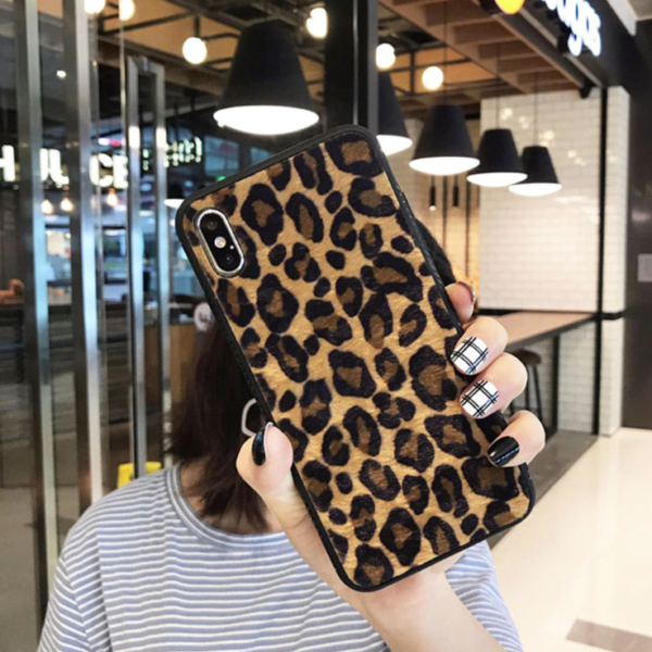 Plyšový zajímavý leopardí kryt na mobil - Hneda