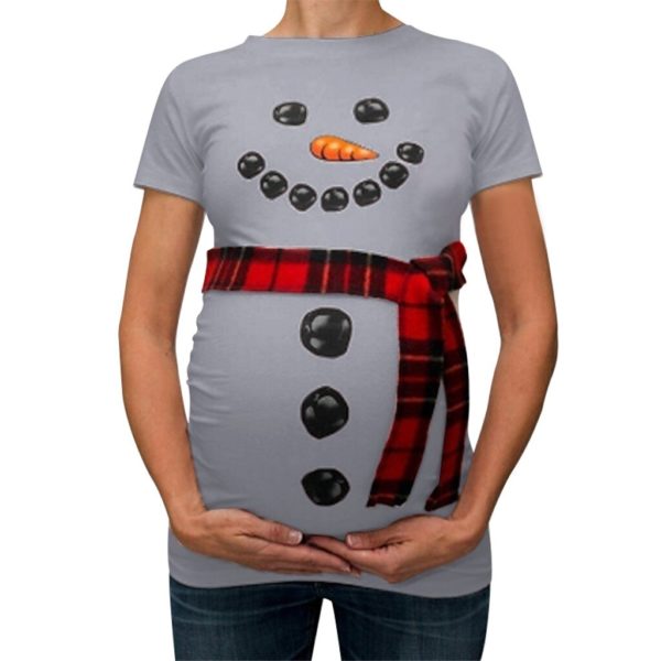 Těhotenské tričko s motivem sněhuláka - Cervena, 3xl