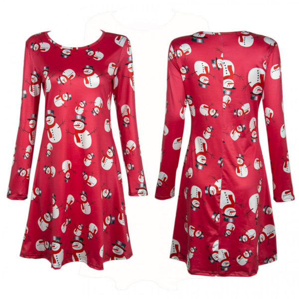 Šaty Janelle s vánoční tématikou - Sněhuláci v červeném - Xl