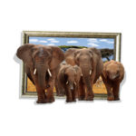 3D samolepka na zeď - sloni