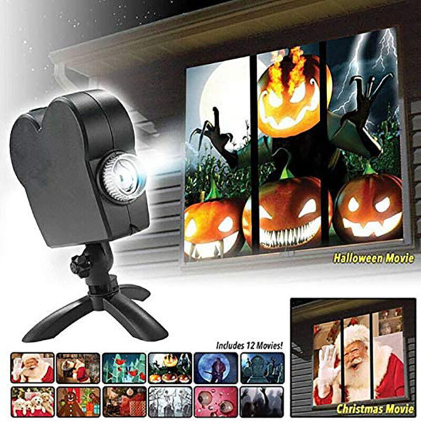 Halloweenský projektor na okno - černá