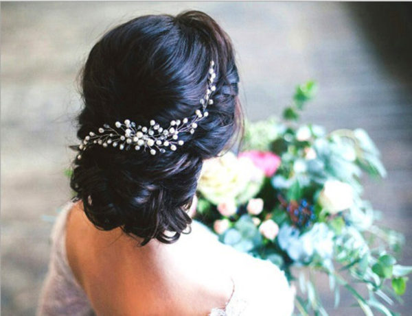 Svatební krásná ozdoba do vlasů pro nevěsty s perlami
