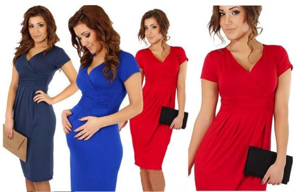 Těhotenské šaty - dámské sexy těhotenské šaty - Modra, Xl