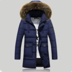 Pánská zimní bunda s kožichem Thoren - modrá - Xxxl
