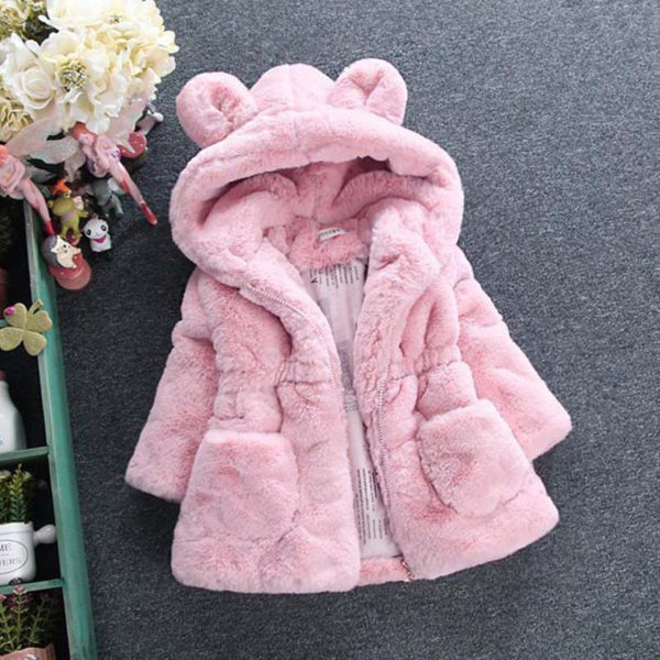 Dívčí chlupatý kabátek Lenria - růžová - 10