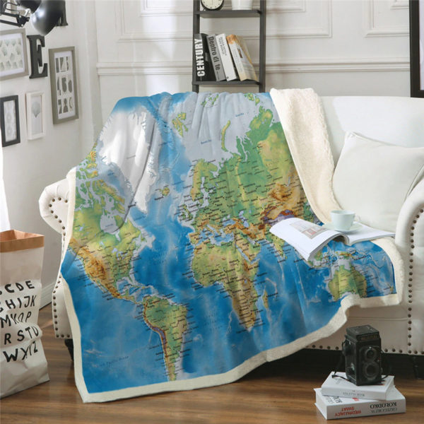 Stylová deka De17 s mapou světa