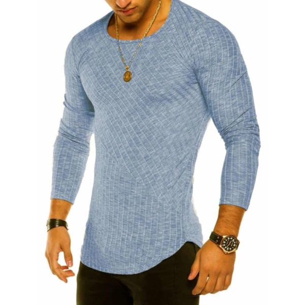 Módní pánské elastické tričko - Blue, Xxxl