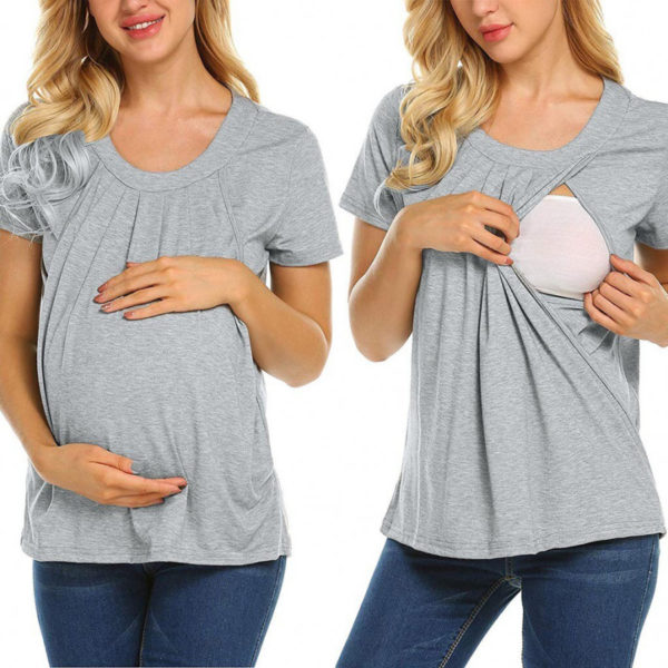 Dámské těhotenské tričko Ginala - šedé - Xxl