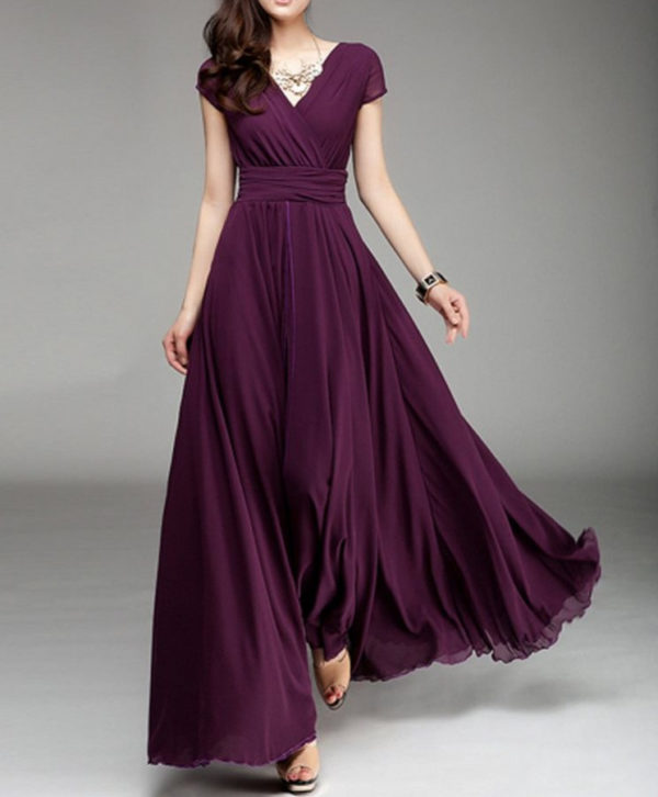 Dámské dlouhé šaty Maria - fialové - Xl