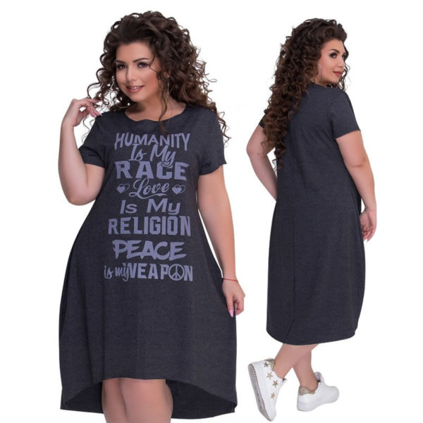 Dámské plus size šaty s potiskem Baretta - černé - 6xl