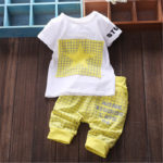 Dětská stylová souprava - kalhoty, triko - Yellow, 9m