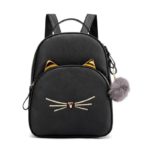 Dívčí kožený batoh Cat - Black