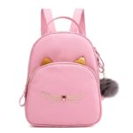 Dívčí kožený batoh Cat - Pink